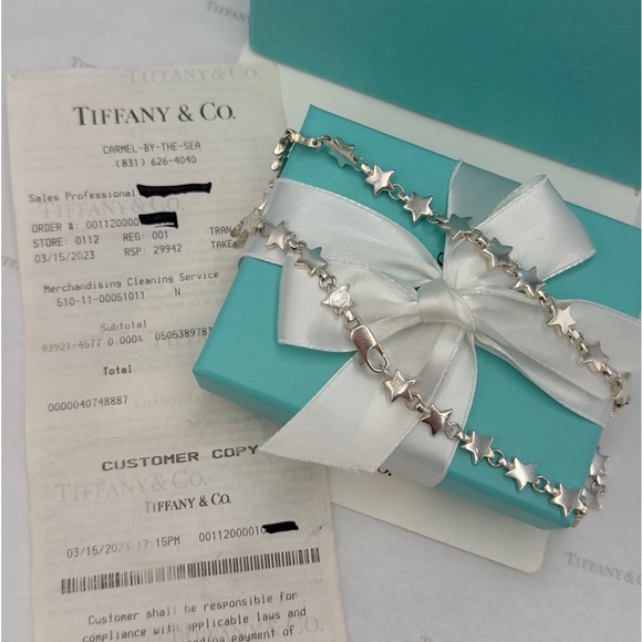 Tiffany & Co. Star Link Chain Necklace Sterling Silver 925 W/ Pouch, Bag & Box - Picture 5 of 11
